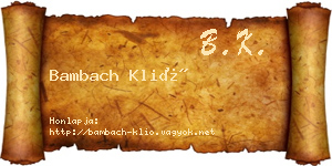 Bambach Klió névjegykártya